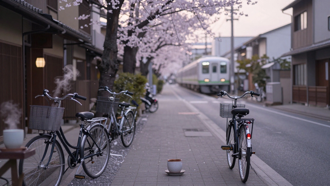 Утренний Токио: велосипеды без замков, чай в фарфоровой чашке, тихий поезд среди сакур.