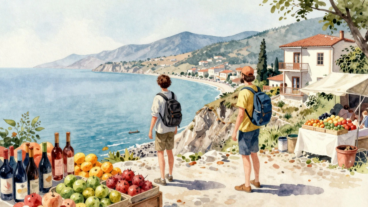 Вид на Батуми с морем и горами, с арендованной квартирой на холме.