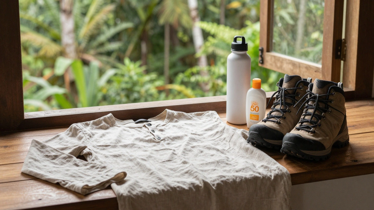 Набор одежды и вещей ответственного путешественника в тропики